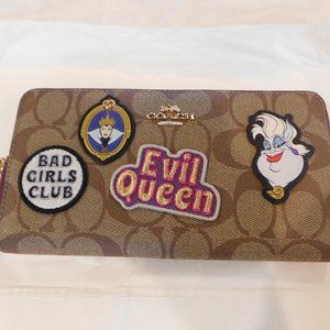Disney X Coach Long Zip Around Wallet In Signature Canvas With Patches